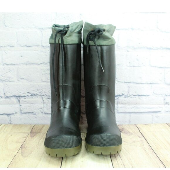 LL Bean Black Rubber Pull On Waterproof Insulated Mid Calf Winter Boots Size 8 - Picture 4 of 9